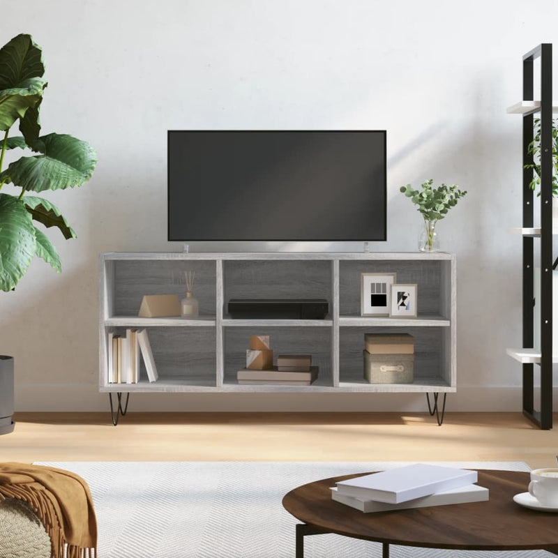Comodă TV, gri sonoma, 103,5x30x50 cm, lemn compozit