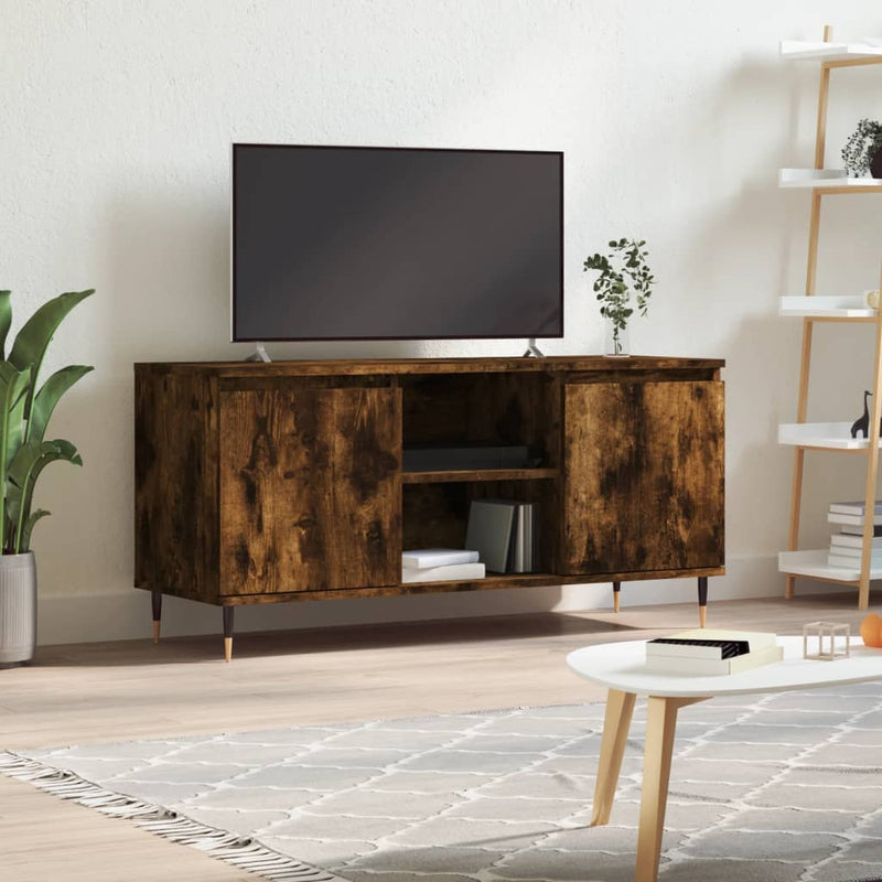 Comodă TV, stejar fumuriu, 104x35x50 cm, lemn compozit
