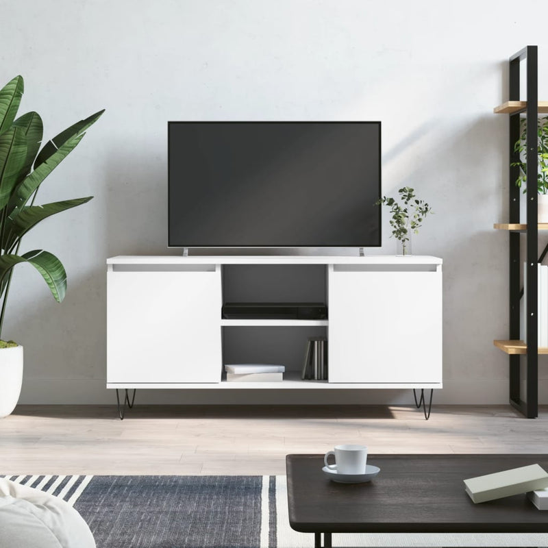 Comodă TV, alb, 104x35x50 cm, lemn compozit