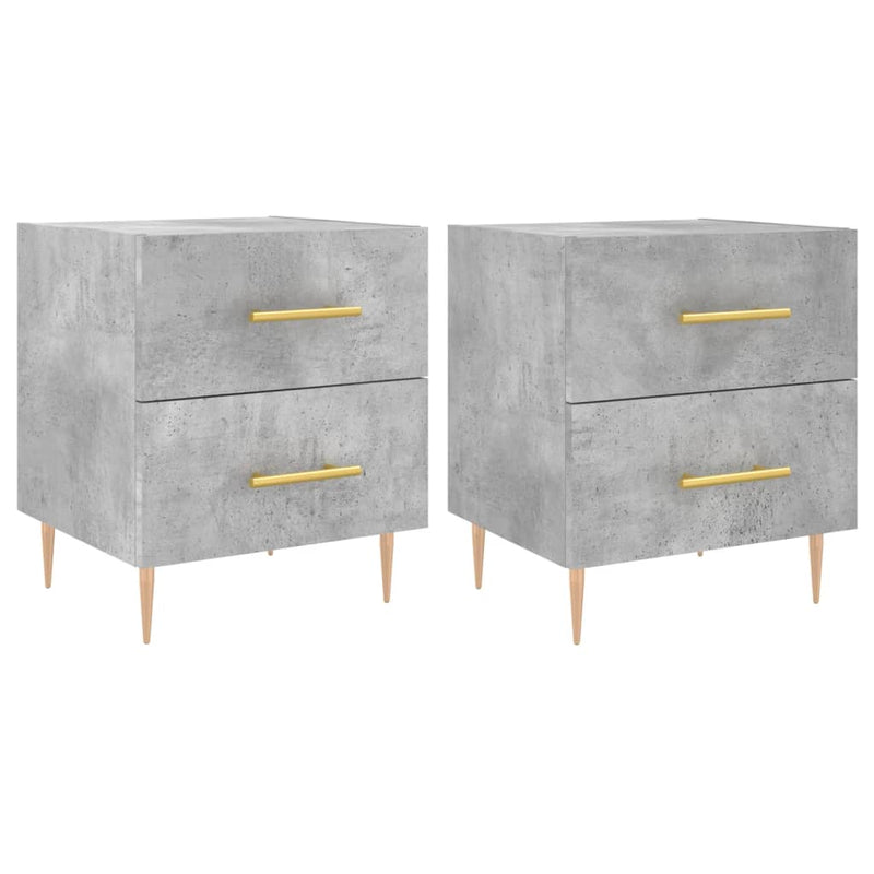 Noptiere, 2 buc., gri beton, 40x35x47,5 cm, lemn compozit