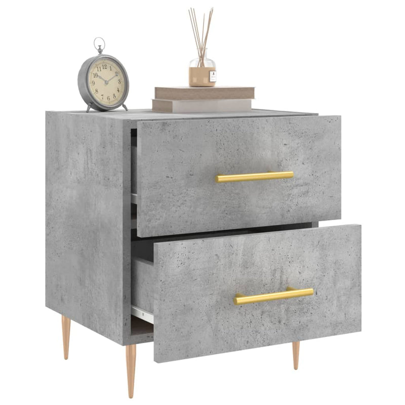 Noptiere, 2 buc., gri beton, 40x35x47,5 cm, lemn compozit