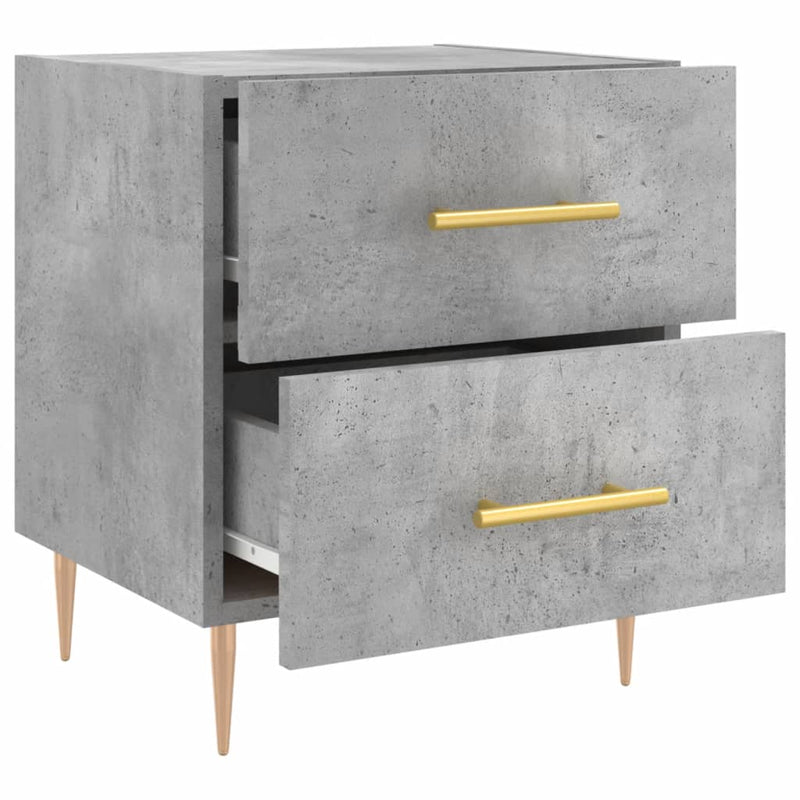 Noptiere, 2 buc., gri beton, 40x35x47,5 cm, lemn compozit