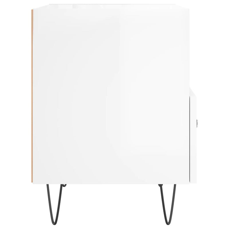 Noptiere, 2 buc., alb extralucios, 40x35x47,5 cm, lemn compozit