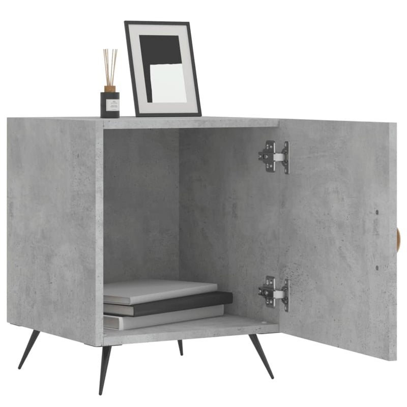 Noptiere, 2 buc., gri beton, 40x40x50 cm, lemn compozit