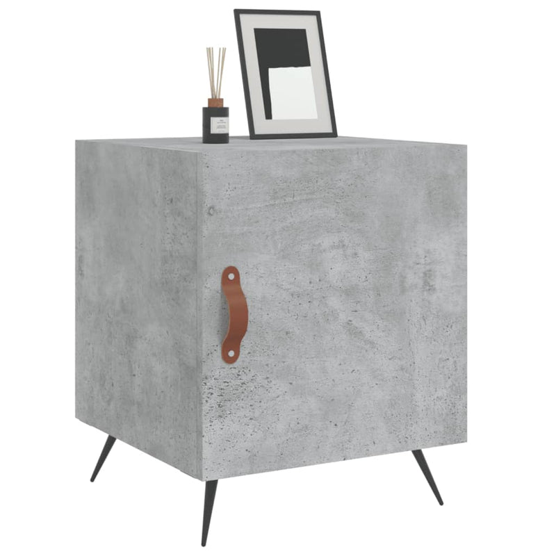 Noptiere, 2 buc., gri beton, 40x40x50 cm, lemn compozit