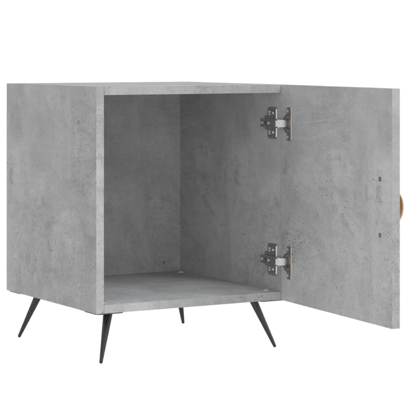 Noptiere, 2 buc., gri beton, 40x40x50 cm, lemn compozit
