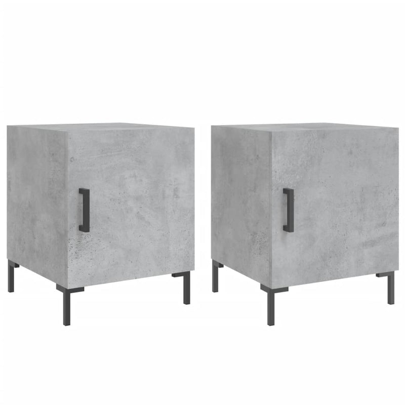 Noptiere, 2 buc., gri beton, 40x40x50 cm, lemn compozit