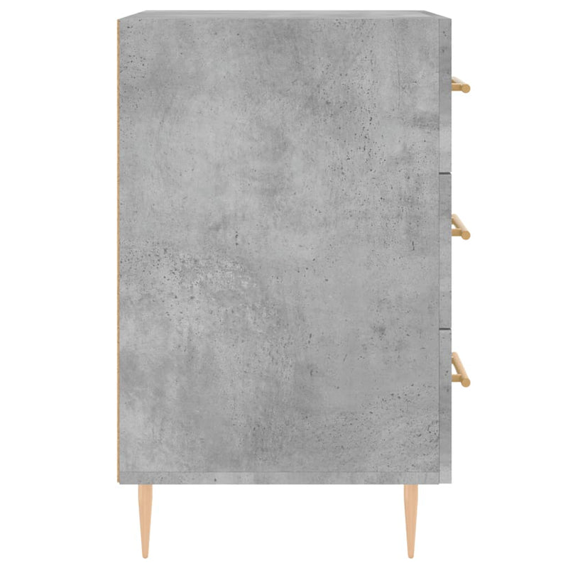 Noptieră, gri beton, 40x40x66 cm, lemn compozit