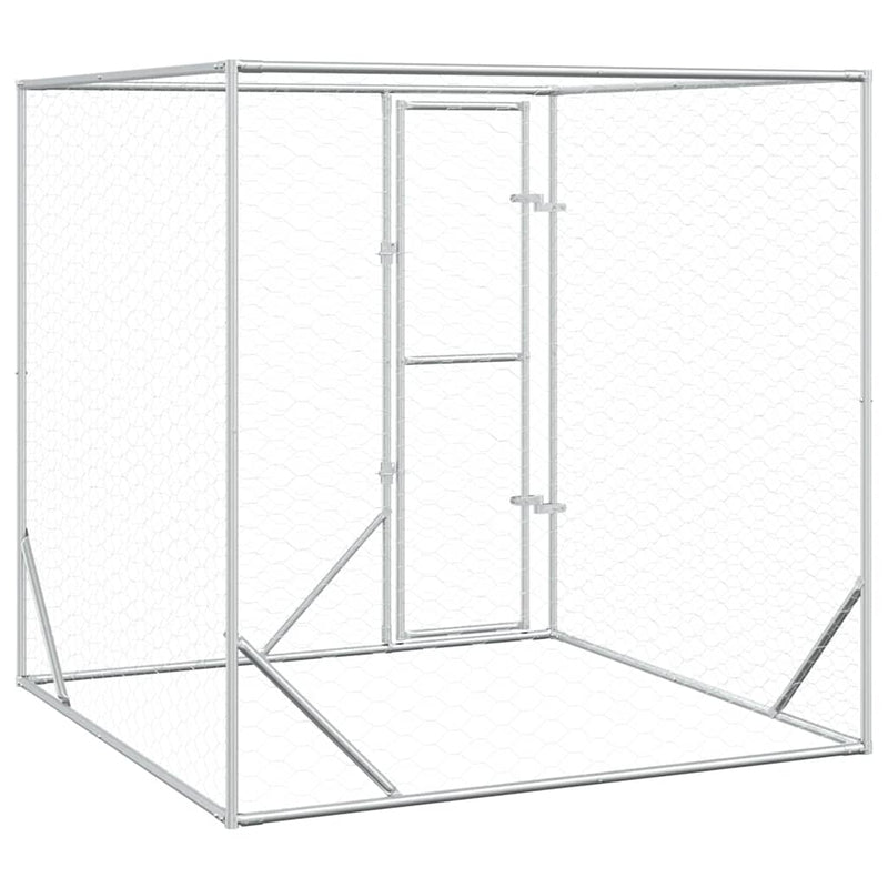 Padoc de exterior pentru câini argintiu 2x2x2 m oțel galvanizat