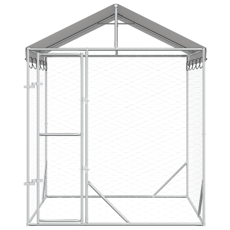 Padoc de exterior cu acoperiș argintiu 2x2x2,5m oțel galvanizat