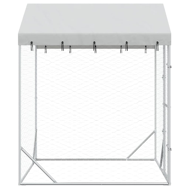 Padoc de exterior cu acoperiș argintiu 2x2x2,5m oțel galvanizat