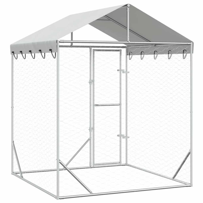 Padoc de exterior cu acoperiș argintiu 2x2x2,5m oțel galvanizat