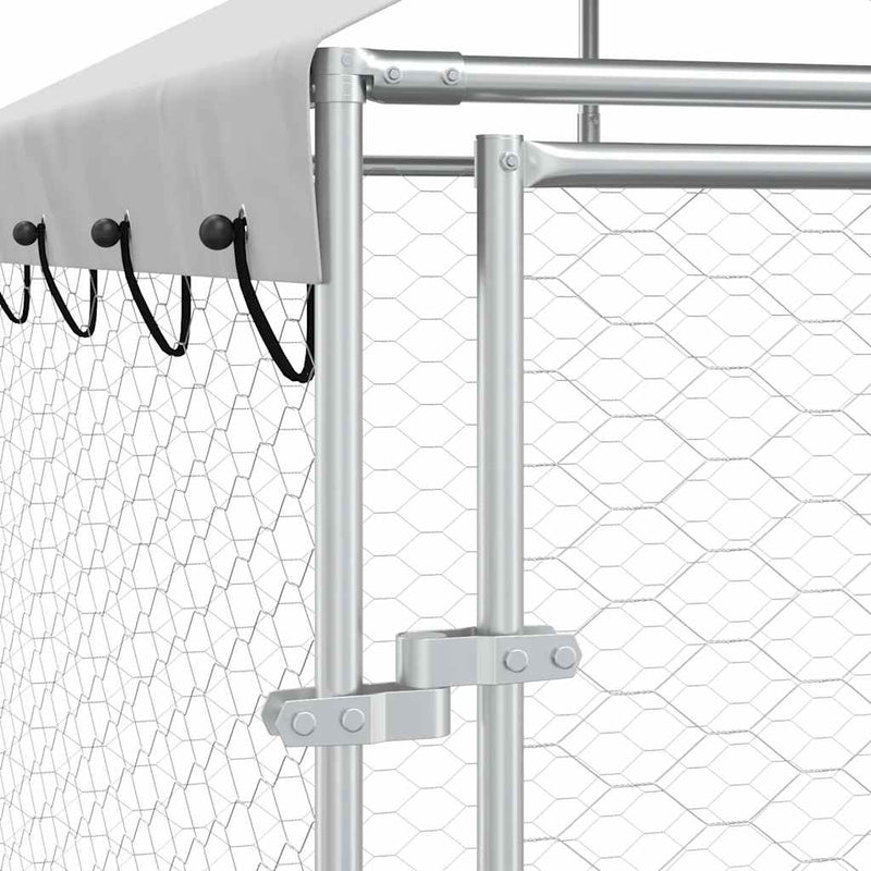 Padoc de exterior cu acoperiș argintiu 2x2x2,5m oțel galvanizat