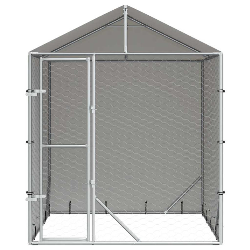 Padoc de exterior cu acoperiș argintiu 2x2x2,5m oțel galvanizat