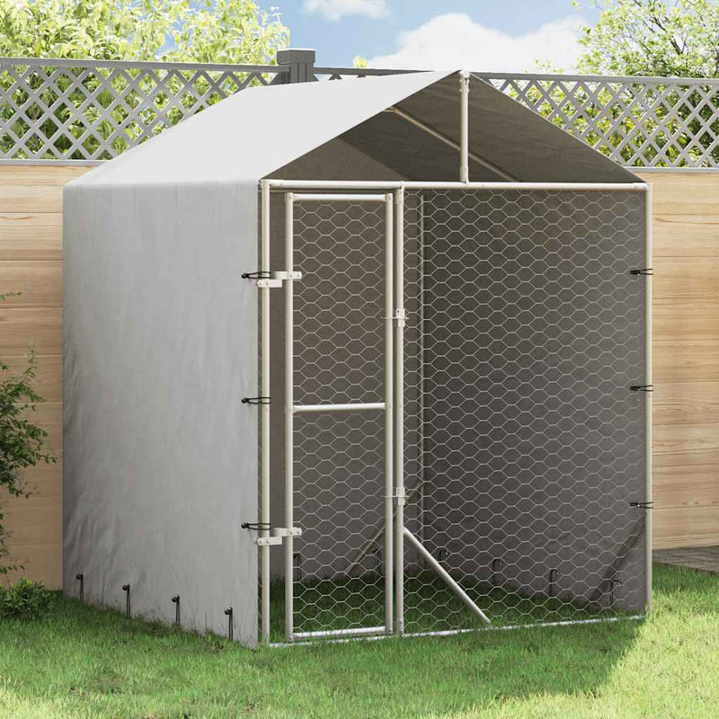 Padoc de exterior cu acoperiș argintiu 2x2x2,5m oțel galvanizat