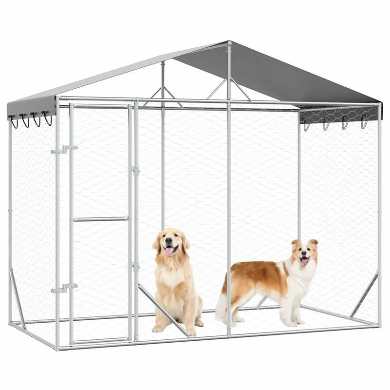 Padoc de exterior&acoperiș argintiu 3x1,5x2,5 m oțel galvanizat