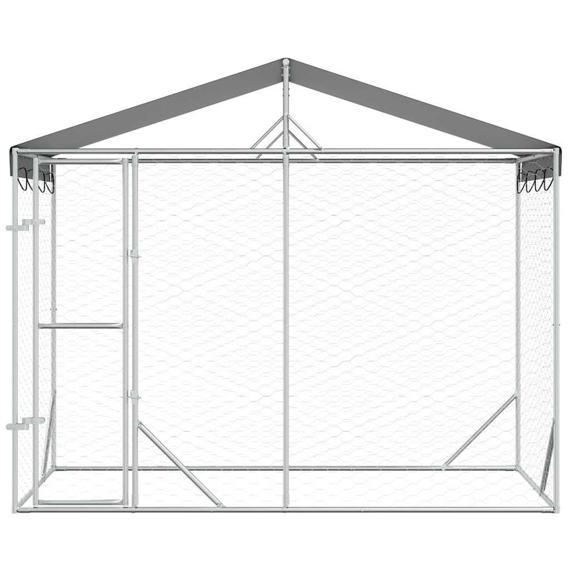 Padoc de exterior&acoperiș argintiu 3x1,5x2,5 m oțel galvanizat