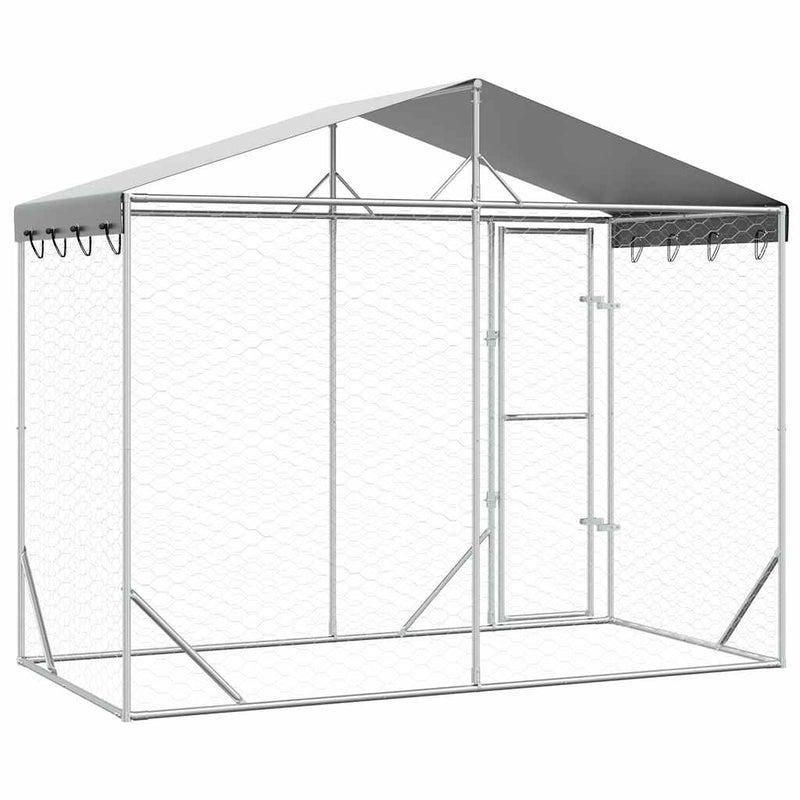 Padoc de exterior&acoperiș argintiu 3x1,5x2,5 m oțel galvanizat