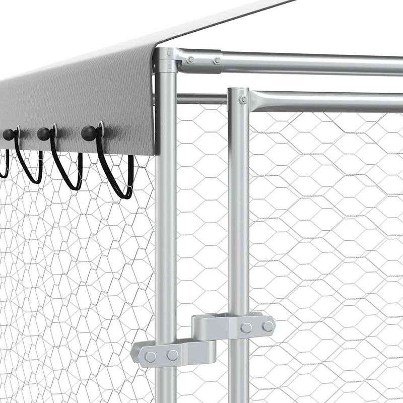 Padoc de exterior&acoperiș argintiu 3x1,5x2,5 m oțel galvanizat