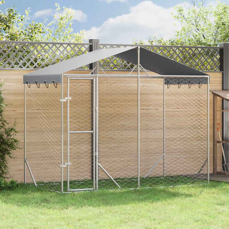 Padoc de exterior&acoperiș argintiu 3x1,5x2,5 m oțel galvanizat
