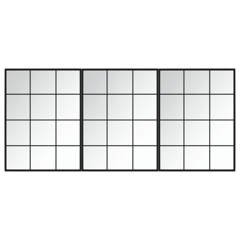 Oglinzi de perete, 3 buc., negru, 80x60 cm, metal