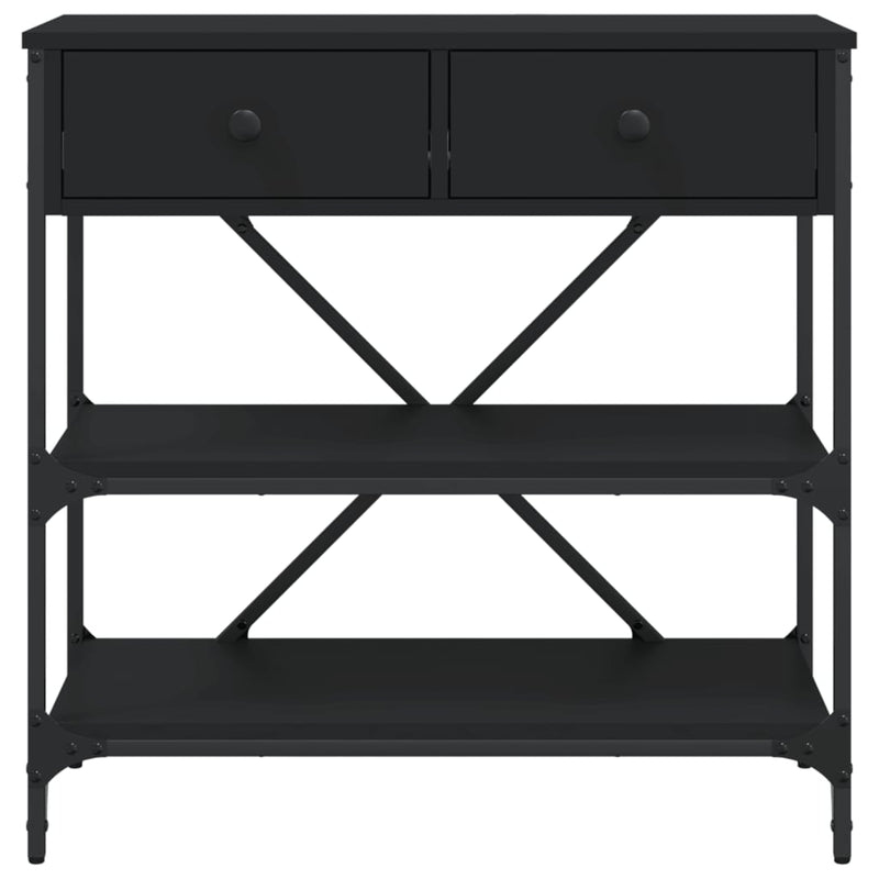 Masă consolă, negru, 75x34,5x75 cm, lemn prelucrat