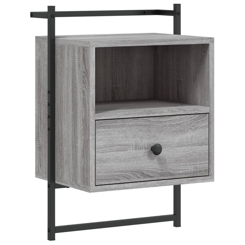 Noptiere de perete, 2 buc., gri sonoma, 40x30x61 cm, lemn