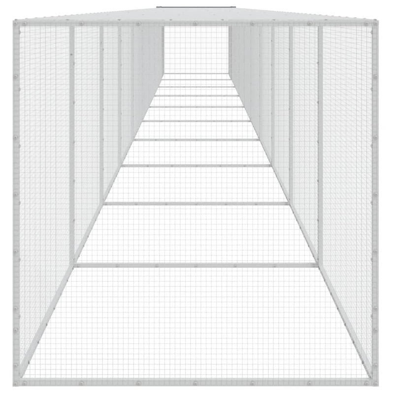 Coteț pui cu acoperiș gri deschis 1003x98x90 cm oțel galvanizat