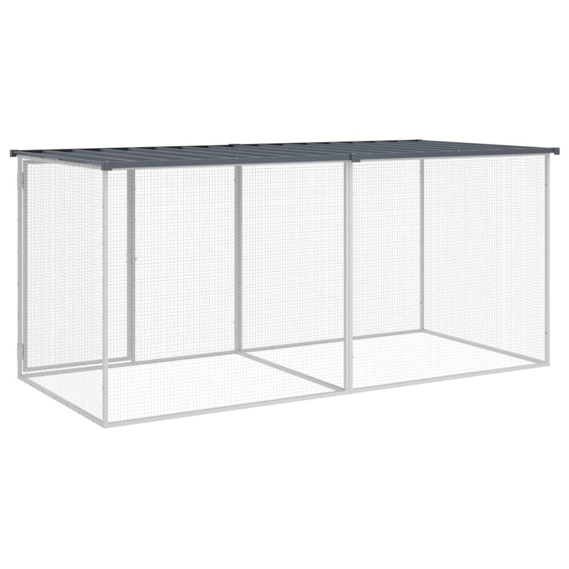 Cușcă pentru găini cu acoperiș, antracit, 203x98x90 cm, oțel galvanizat