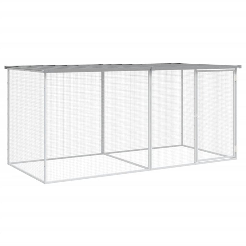 Cușcă pentru găini cu acoperiș, gri deschis, 203x98x90 cm, oțel galvanizat
