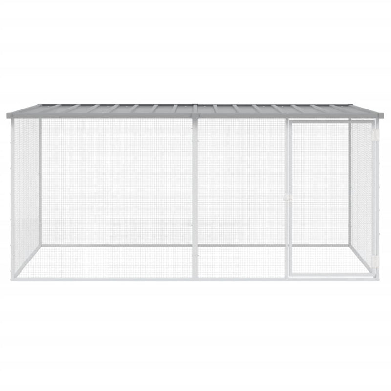 Cușcă pentru găini cu acoperiș, gri deschis, 203x98x90 cm, oțel galvanizat