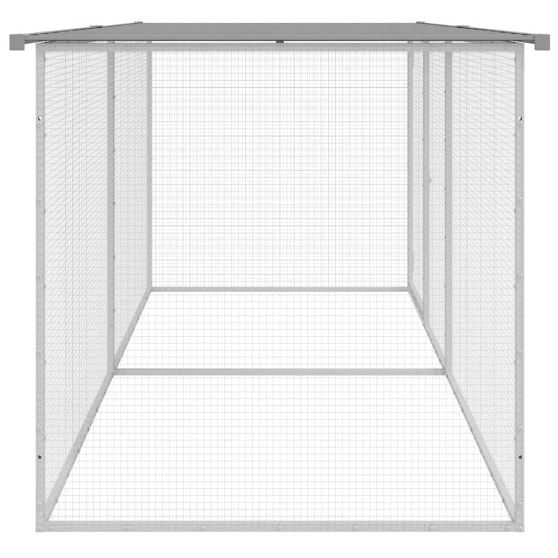 Cușcă pentru găini cu acoperiș, gri deschis, 203x98x90 cm, oțel galvanizat