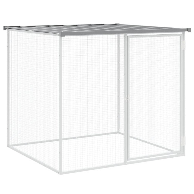 Cușcă pentru găini cu acoperiș, gri deschis, 203x98x90 cm, oțel galvanizat