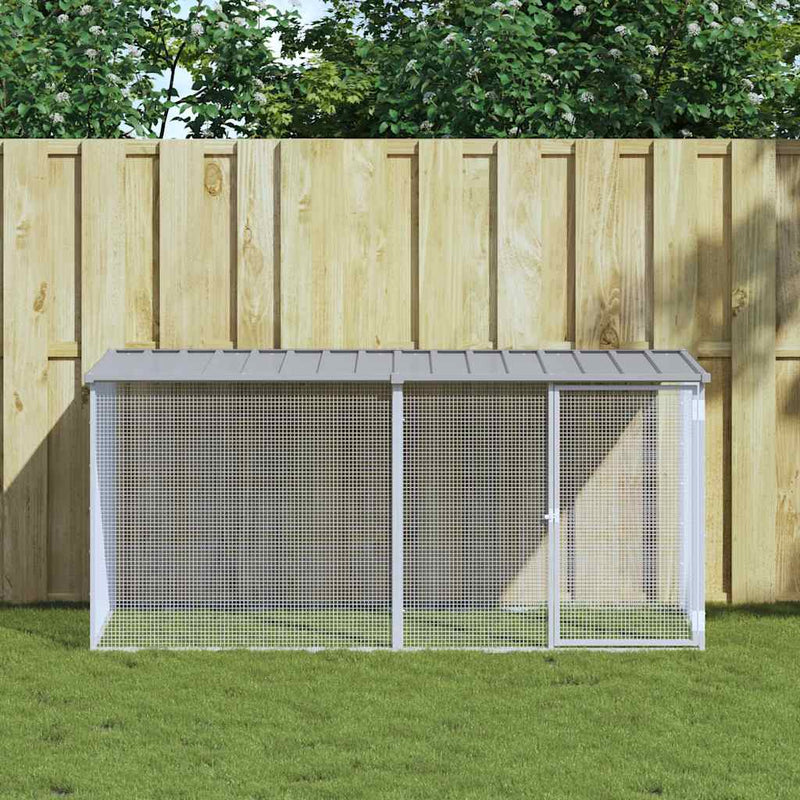Cușcă pentru găini cu acoperiș, gri deschis, 203x98x90 cm, oțel galvanizat