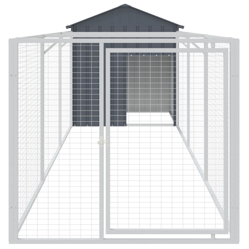 Cușcă câine cu acoperiș antracit 117x405x123 cm oțel galvanizat