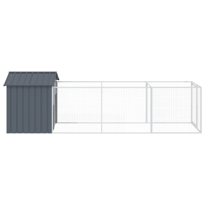 Cușcă câine cu acoperiș antracit 117x405x123 cm oțel galvanizat