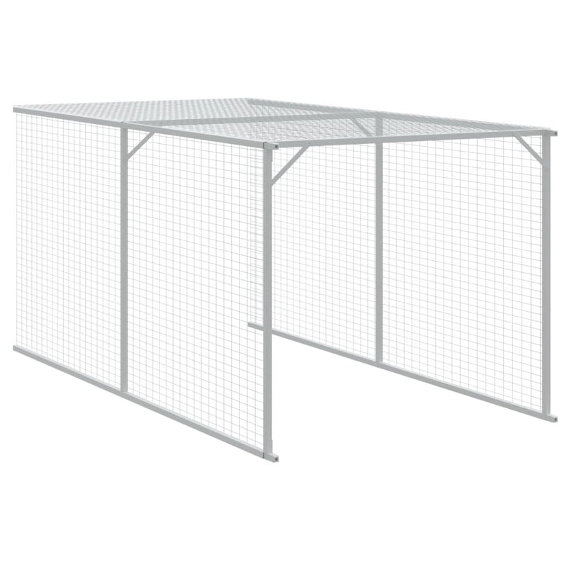 Coteț pui cu incintă gri deschis 117x405x123 cm oțel galvanizat