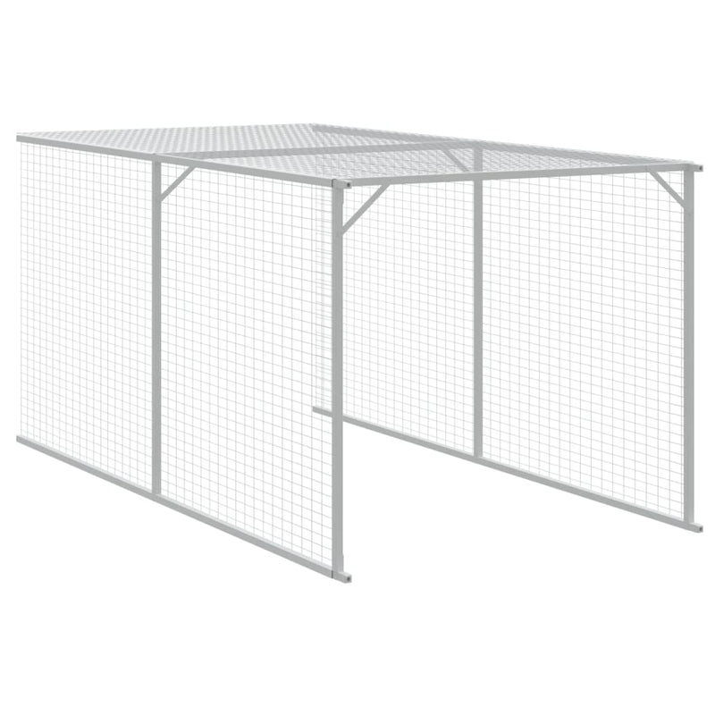 Coteț pui cu incintă gri deschis 117x1017x123cm oțel galvanizat
