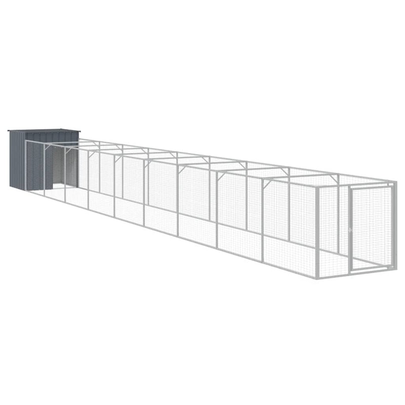 Cușcă câine cu țarc antracit 110x1017x110 cm oțel galvanizat