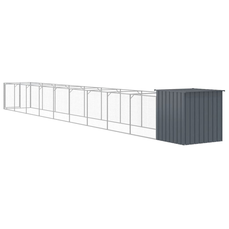 Cușcă câine cu țarc antracit 110x1017x110 cm oțel galvanizat