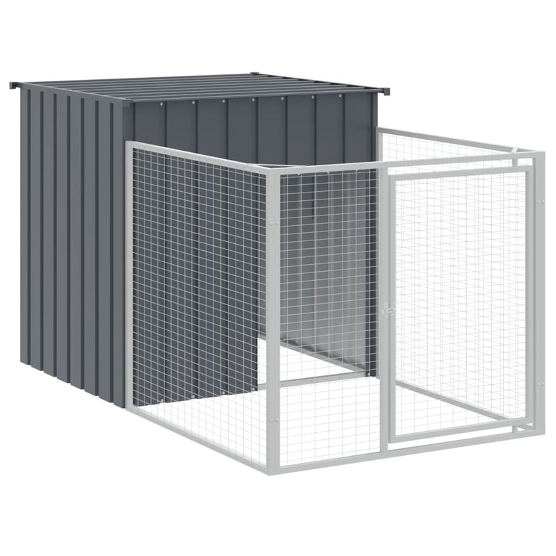 Cușcă câine cu țarc antracit 110x1017x110 cm oțel galvanizat