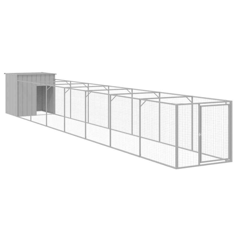 Cușcă de câine & țarc gri deschis 110x813x110cm oțel galvanizat