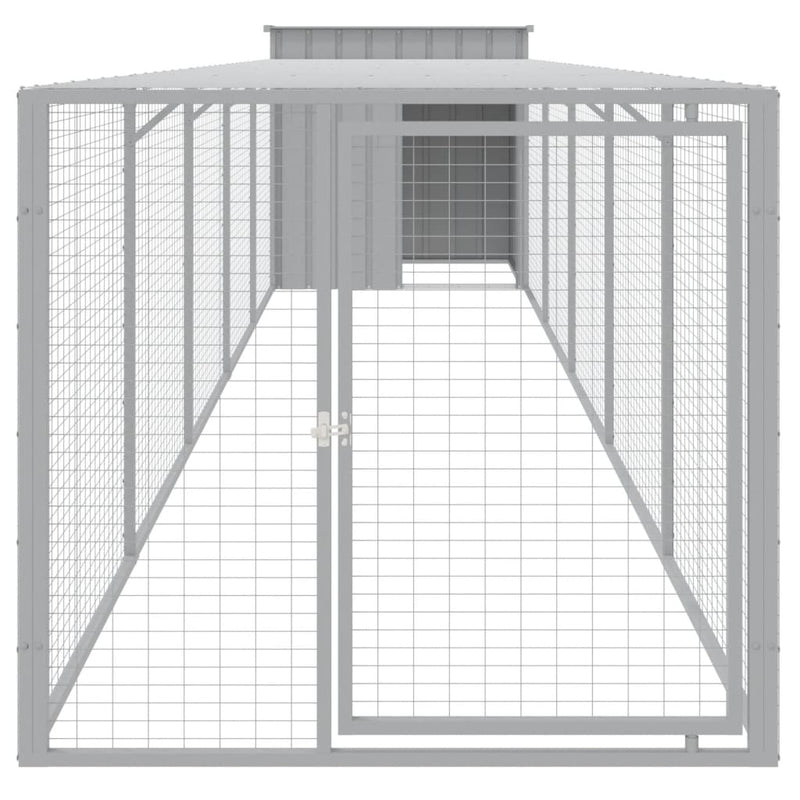 Coteț pui cu incintă gri deschis 110x609x110 cm oțel galvanizat