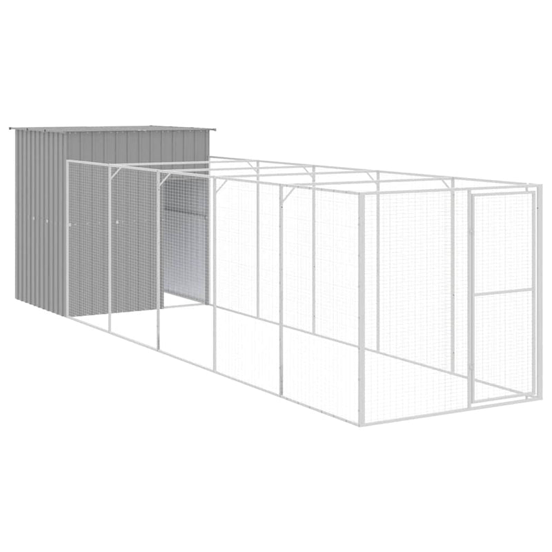 Cușcă de câine & țarc gri deschis 165x659x181cm oțel galvanizat