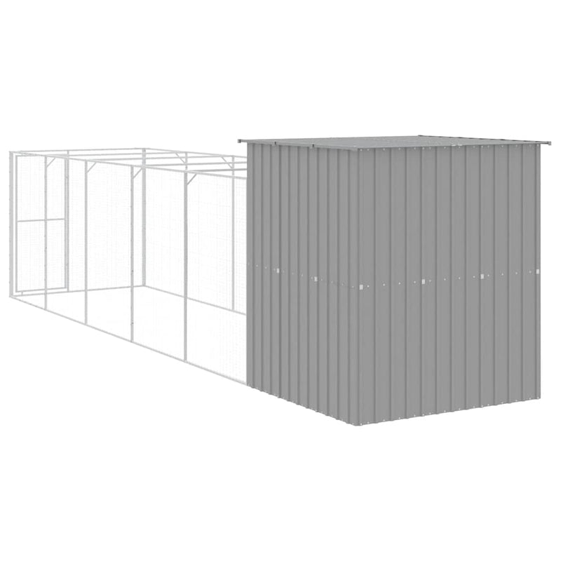 Cușcă de câine & țarc gri deschis 165x659x181cm oțel galvanizat