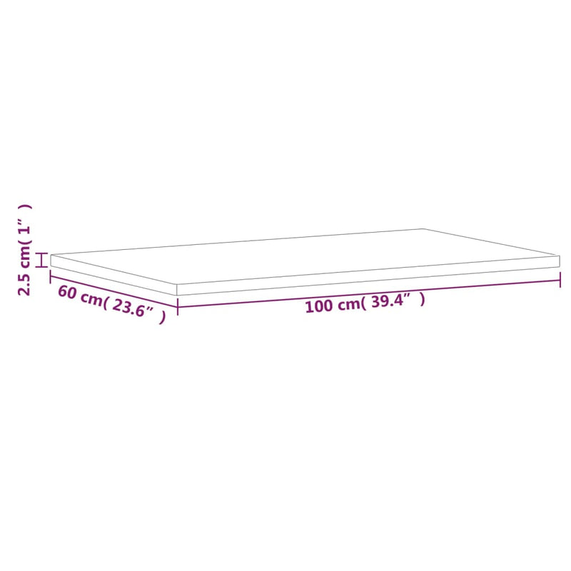 Blat de baie, 100x60x2,5 cm, lemn masiv de fag