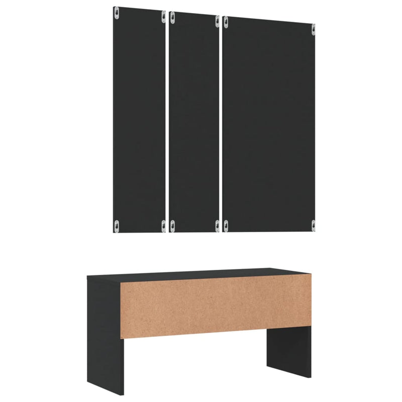 Set de mobilier pentru hol, negru, lemn prelucrat