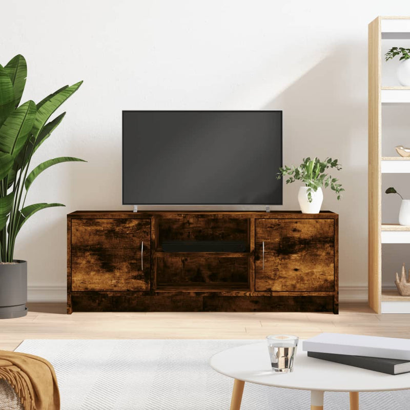 Comodă TV, stejar afumat, 102x30x37,5 cm, lemn prelucrat