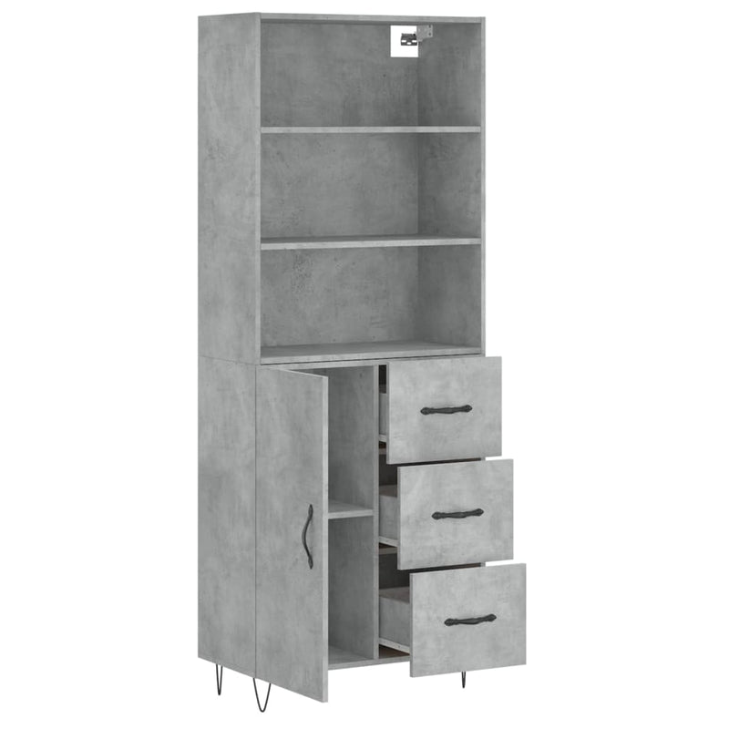 Dulap înalt, gri beton, 69,5x34x180, lemn compozit