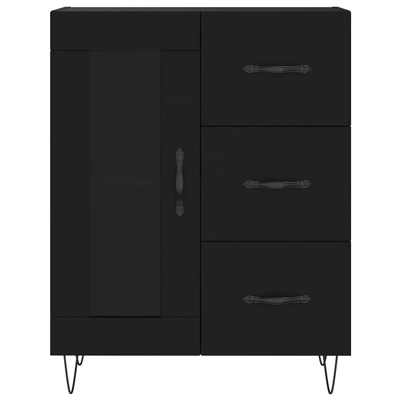 Dulap înalt, negru, 69,5x34x180 cm, lemn compozit